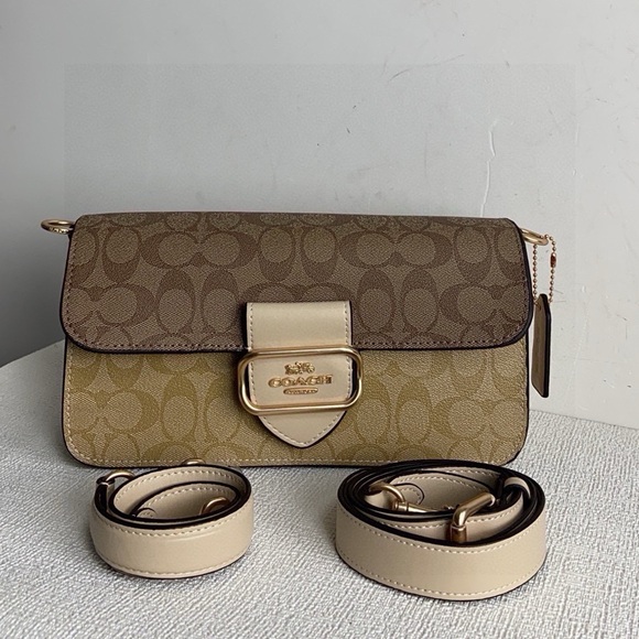 Coach Brown and Tan Crossbody Bag with Gold Accents - Picture 1 of 9